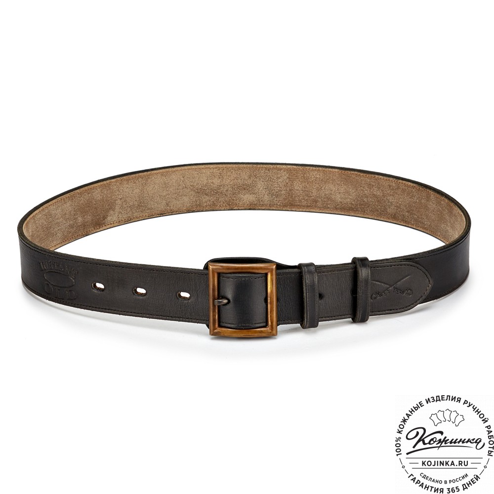 Кожаный мужской ремень Милитари (чёрный)