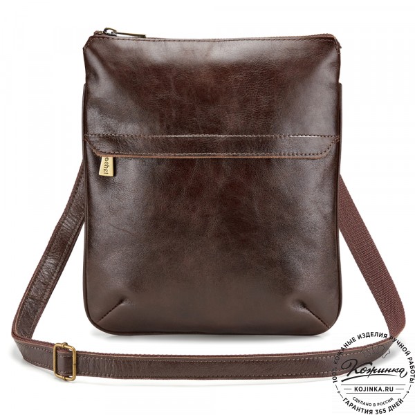 Кожаная сумка "Говард" (тёмно-коричневая). фото 1