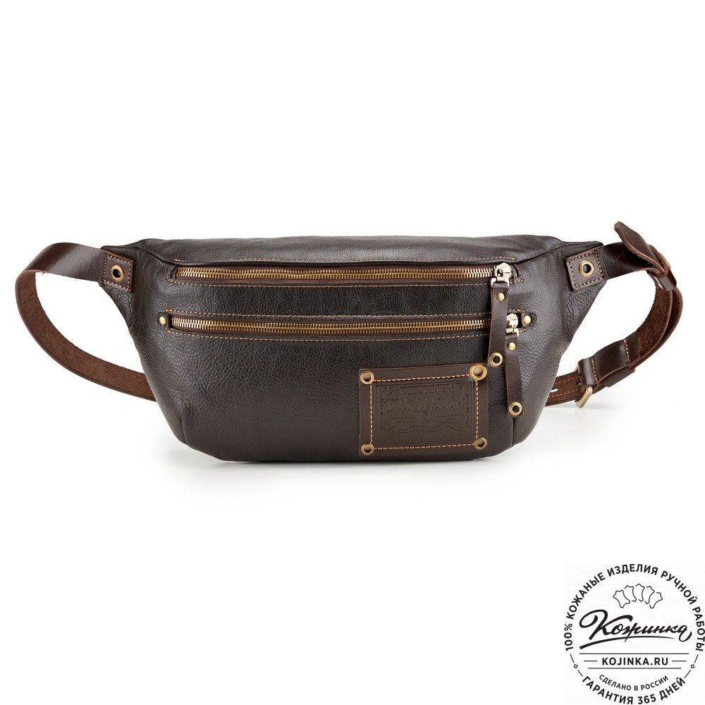 Кожаная нагрудная сумка "Мельбурн" (тёмно-коричневая)