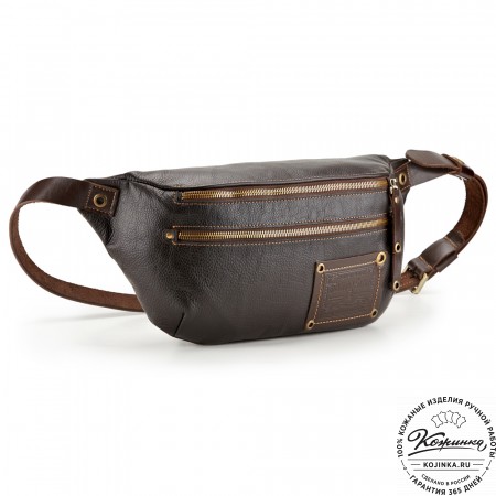 Кожаная нагрудная сумка "Мельбурн" (тёмно-коричневая)