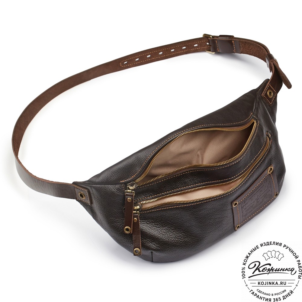 Кожаная нагрудная сумка "Мельбурн" (тёмно-коричневая)