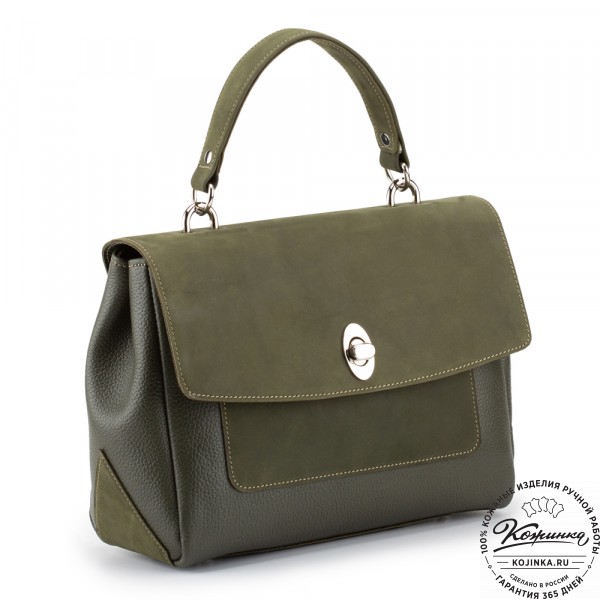 Женская кожаная сумка "Эстель" (хаки). фото 1
