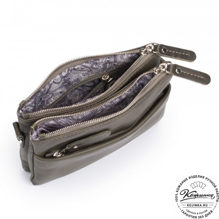 Женская кожаная сумка "Хельга" (хаки гладкая кожа)