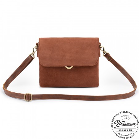 Женская сумка из кожи и замши  "Мишель мини" (коричневая)
