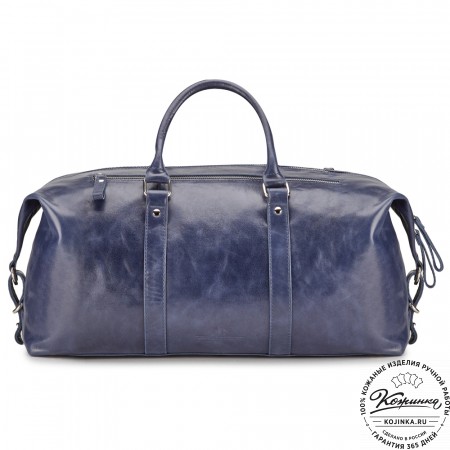 Кожаная дорожно-спортивная сумка Англия (синяя)