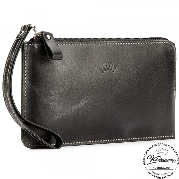 Кожаный клатч "Австрия" (чёрный) . фото 1