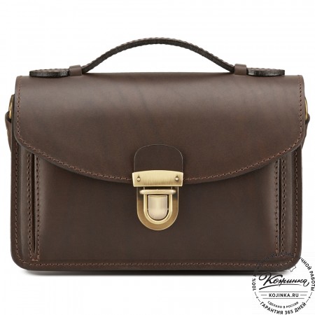 Кожаная барсетка "БС-Б1" (тёмно-коричневая)