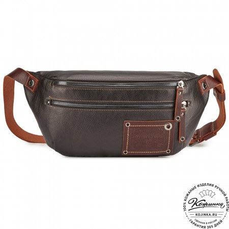 Кожаная нагрудная сумка "Мельбурн" (черная)