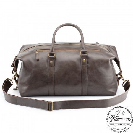 Кожаная дорожно-спортивная сумка Англия (коричневая гладкая кожа)