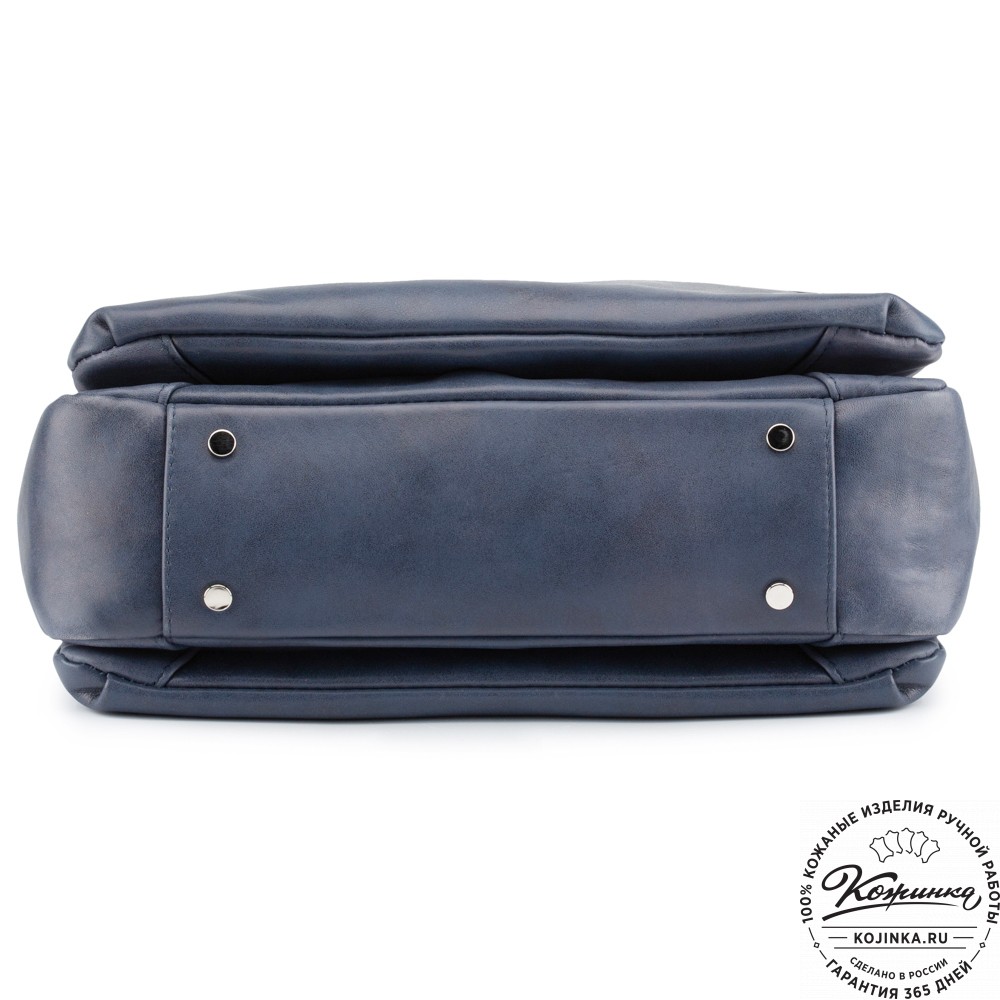 Кожаная женская сумка "Кейт" (синяя)