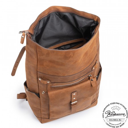 Мужской кожаный рюкзак "Орландо" (коричневый крейзи)