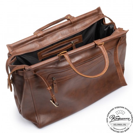 Кожаный дорожный саквояж "Сальери" (коричневая гладкая кожа)