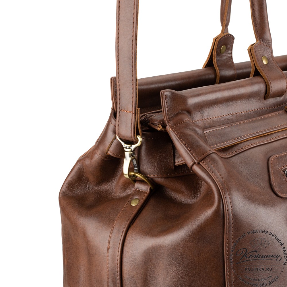 Кожаный дорожный саквояж "Сальери" (коричневая гладкая кожа)