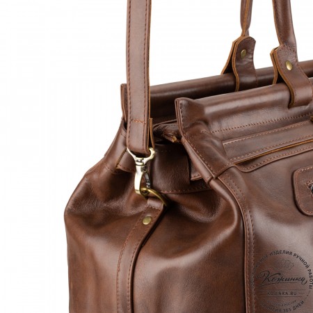 Кожаный дорожный саквояж "Сальери" (коричневая гладкая кожа)