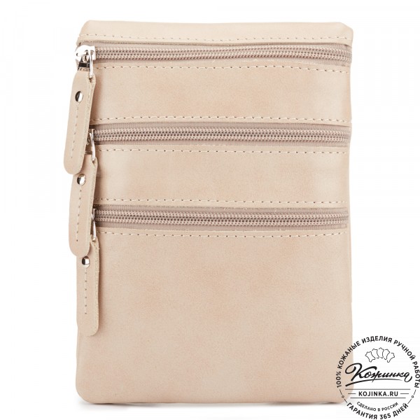 Кожаная сумка "Аллен макси" (бежевая). фото 1