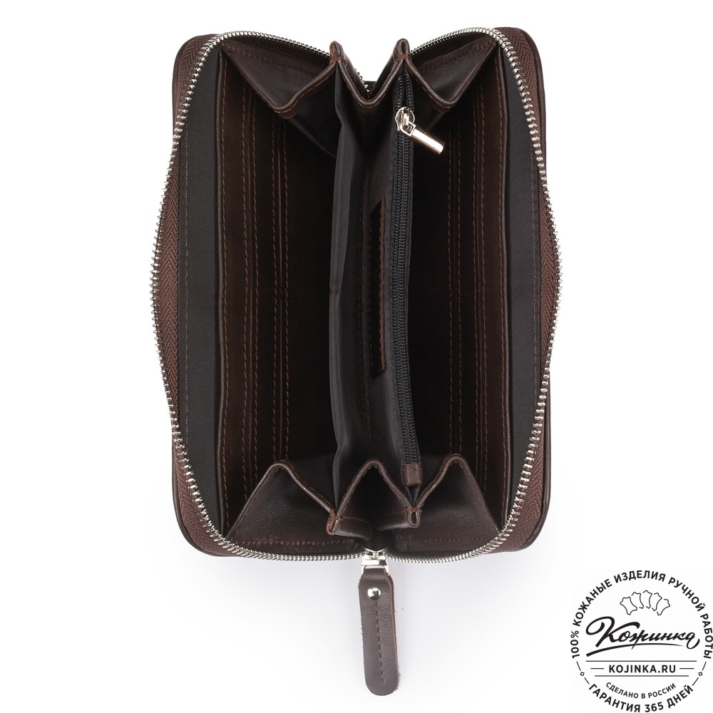 Кожаный клатч "Картер" (чёрная гладкая кожа) 