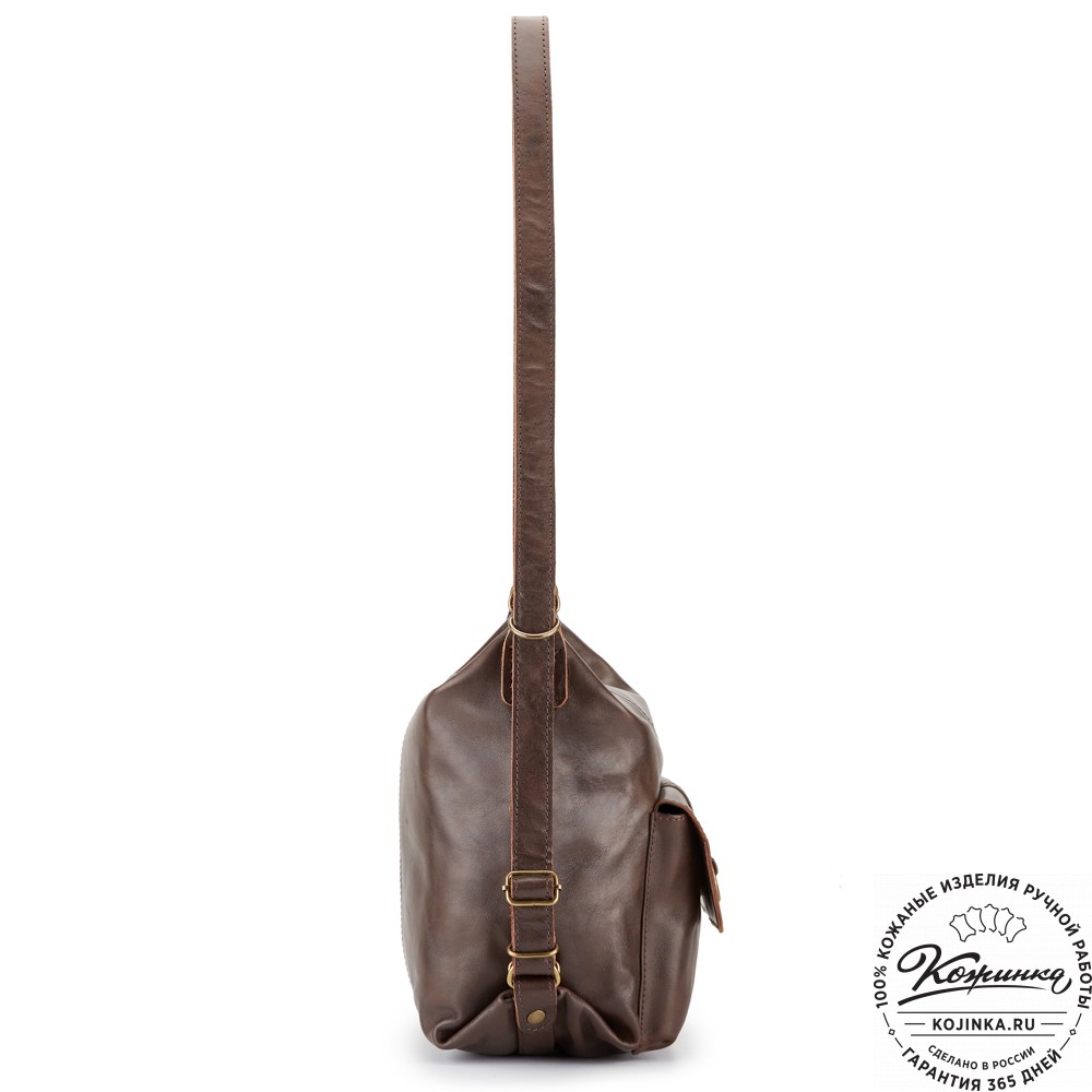 Женская кожаная сумка-рюкзак "Ника" (тёмно-коричневая)