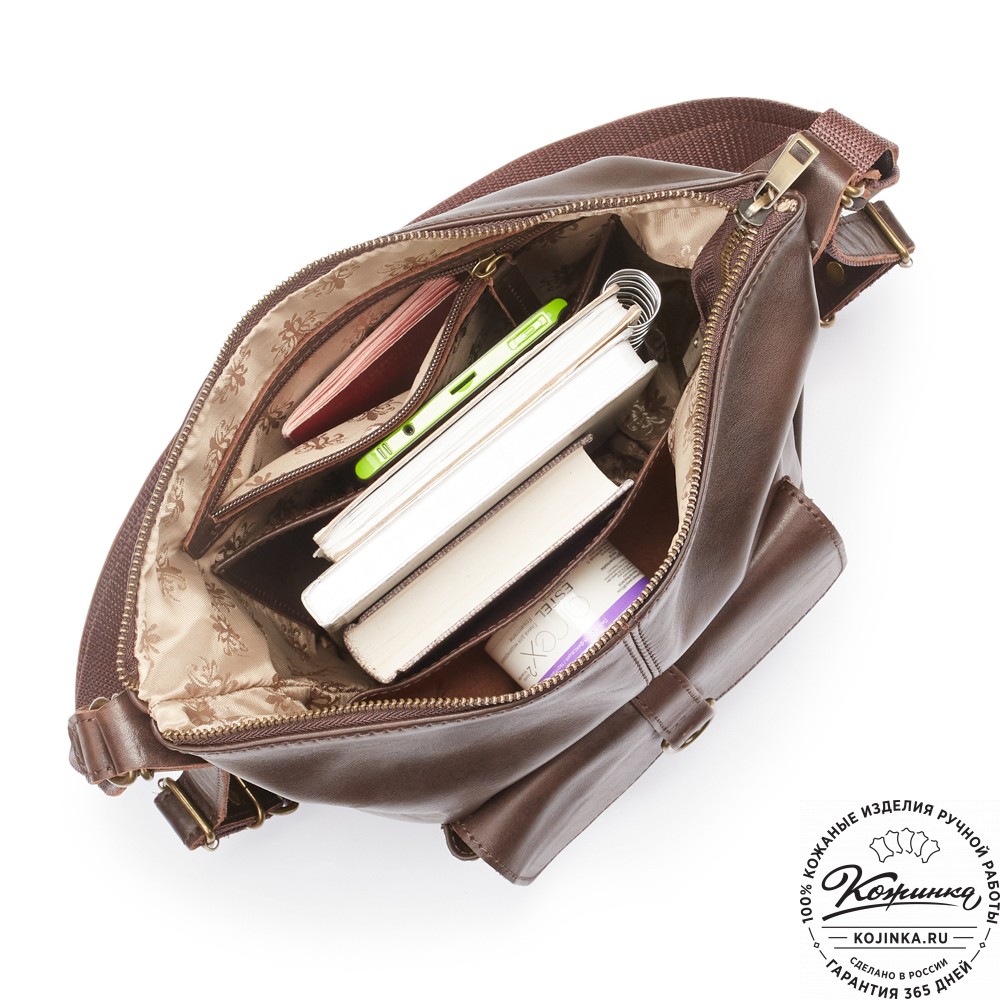 Женская кожаная сумка-рюкзак "Ника" (тёмно-коричневая)