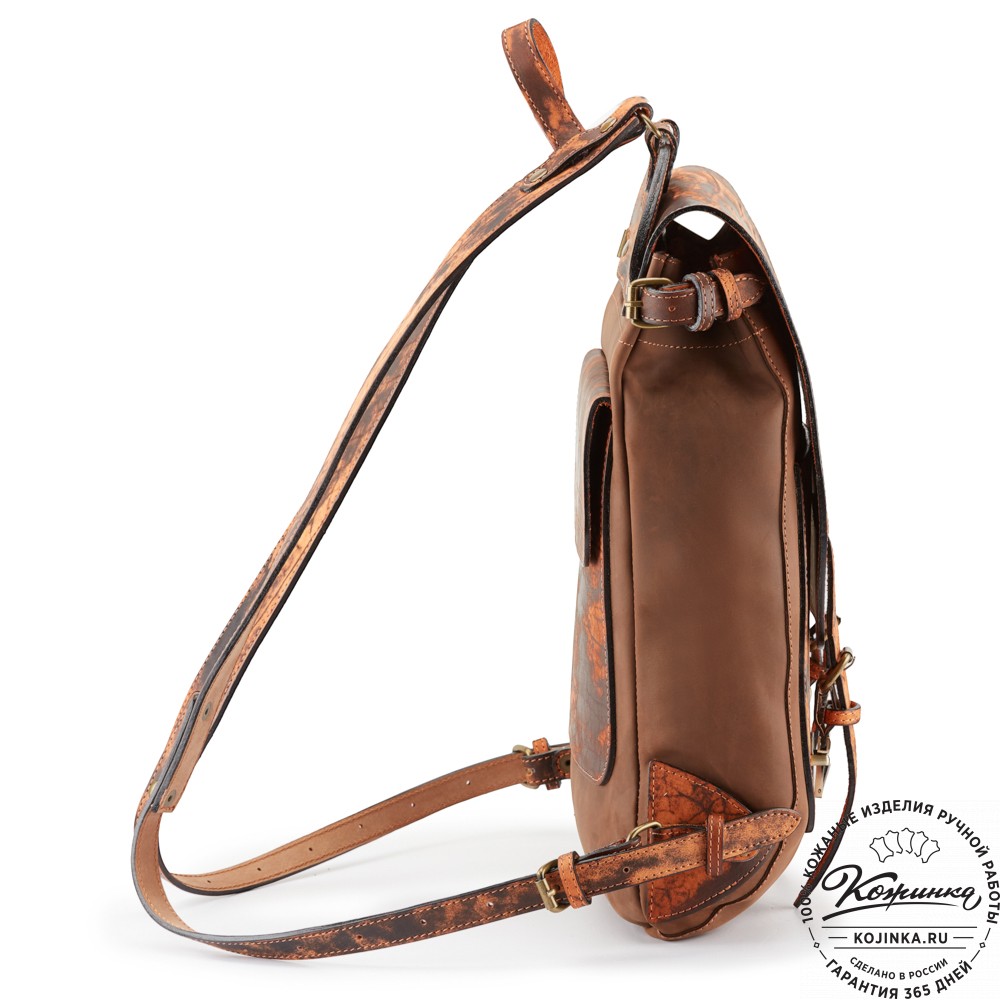 Кожаный рюкзак "Рафаэль New" (коричневый с рыжем старением)