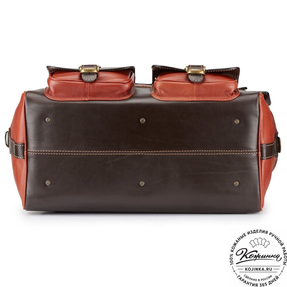 Кожаный дорожный саквояж "Большой" (светло-коричневый)