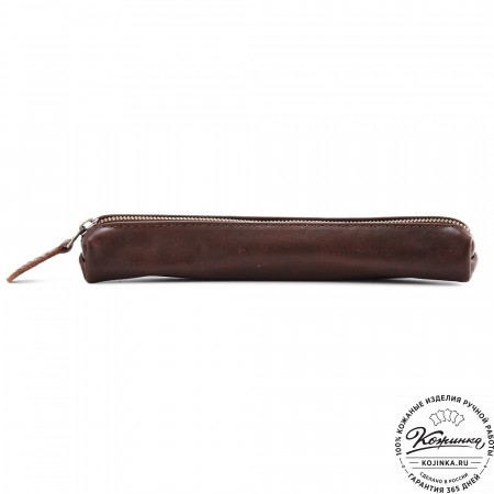 Кожаная мини-косметичка "Лонг" (коричневая)