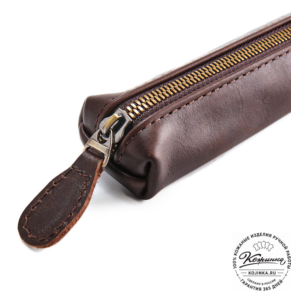 Кожаная мини-косметичка "Лонг" (коричневая)
