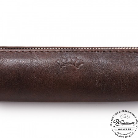 Кожаная мини-косметичка "Лонг" (коричневая)
