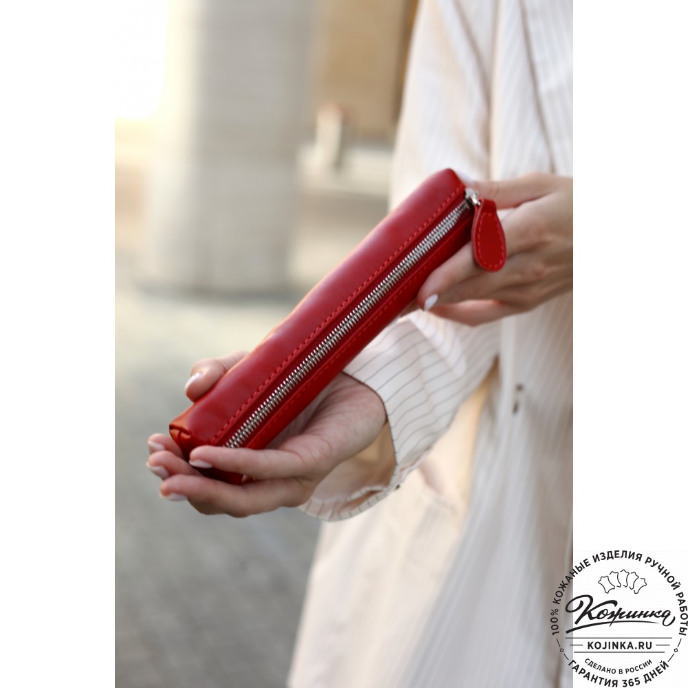 Кожаная мини-косметичка "Лонг" (коричневая)