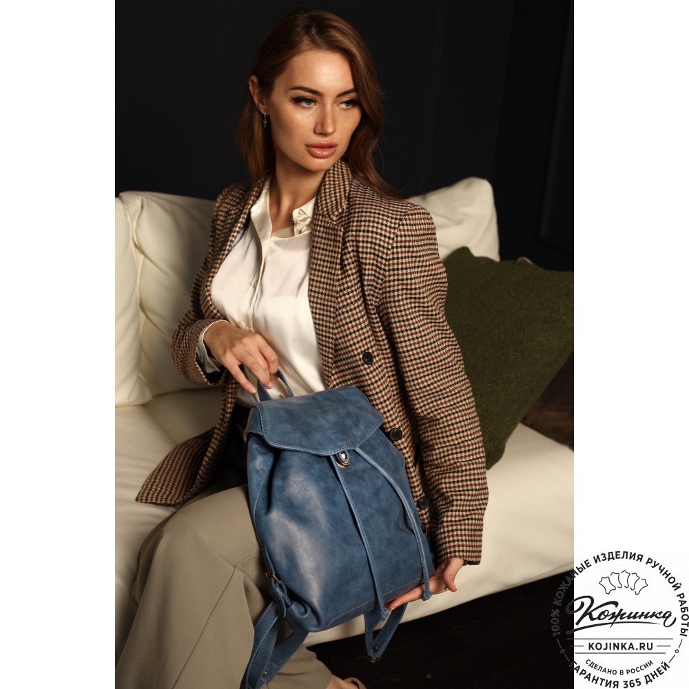  Женский кожаный рюкзак "Паулина" (серый)