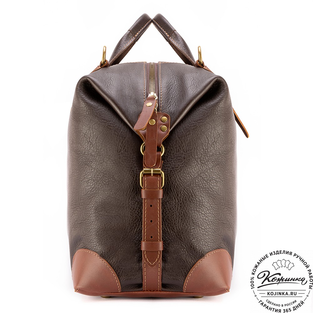 Кожаная дорожная сумка "Мегаполис" (тёмно-коричневая)
