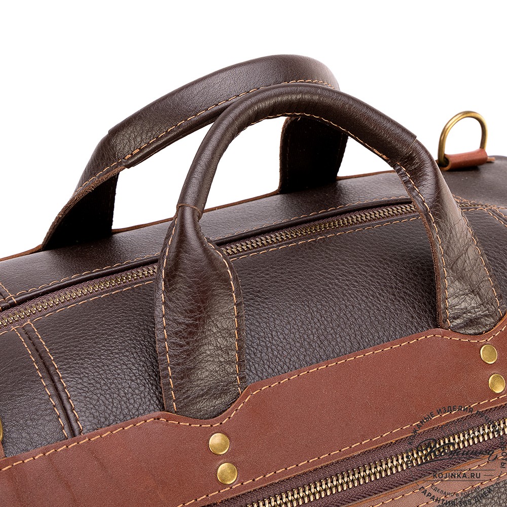 Кожаная дорожная сумка "Мегаполис" (тёмно-коричневая)