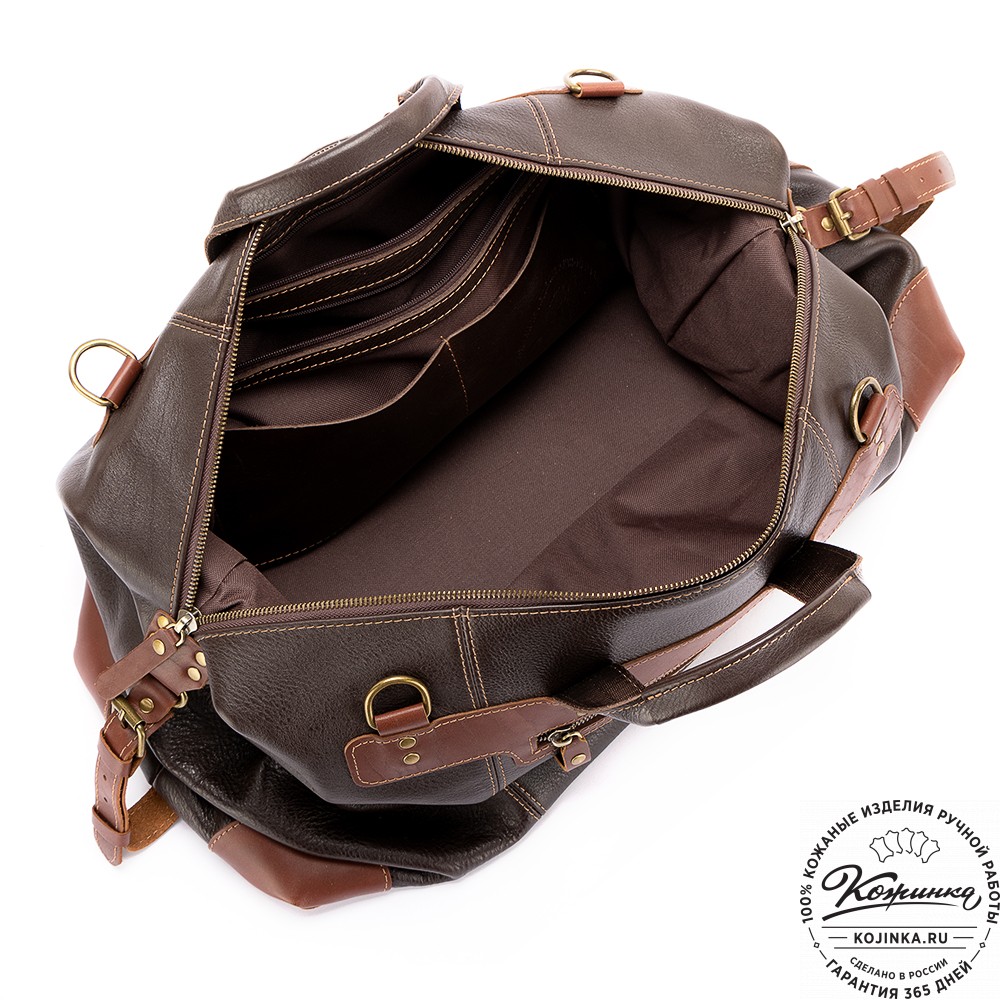 Кожаная дорожная сумка "Мегаполис" (тёмно-коричневая)