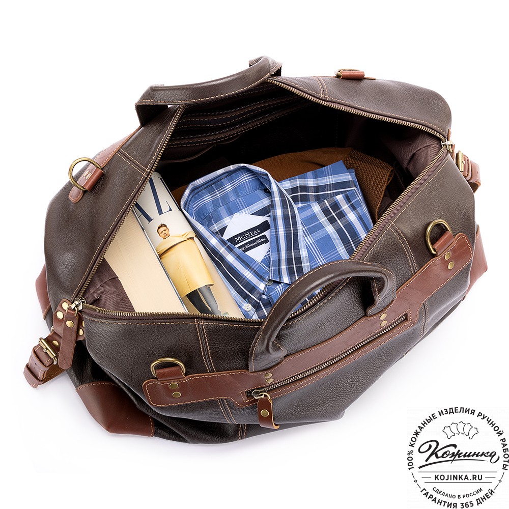 Кожаная дорожная сумка "Мегаполис" (тёмно-коричневая)