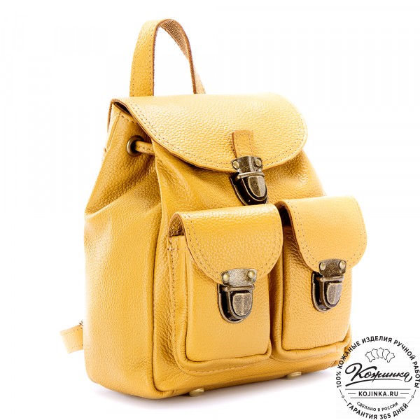 Женский кожаный рюкзак "Нэнси" (охра). фото 1