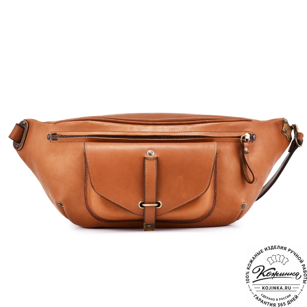 Кожаная нагрудная сумка "Слэш" (коричневая)