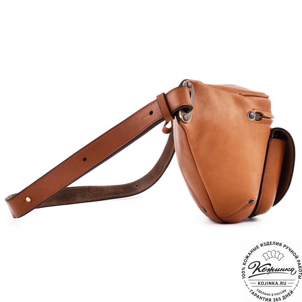 Кожаная нагрудная сумка "Слэш" (коричневая)