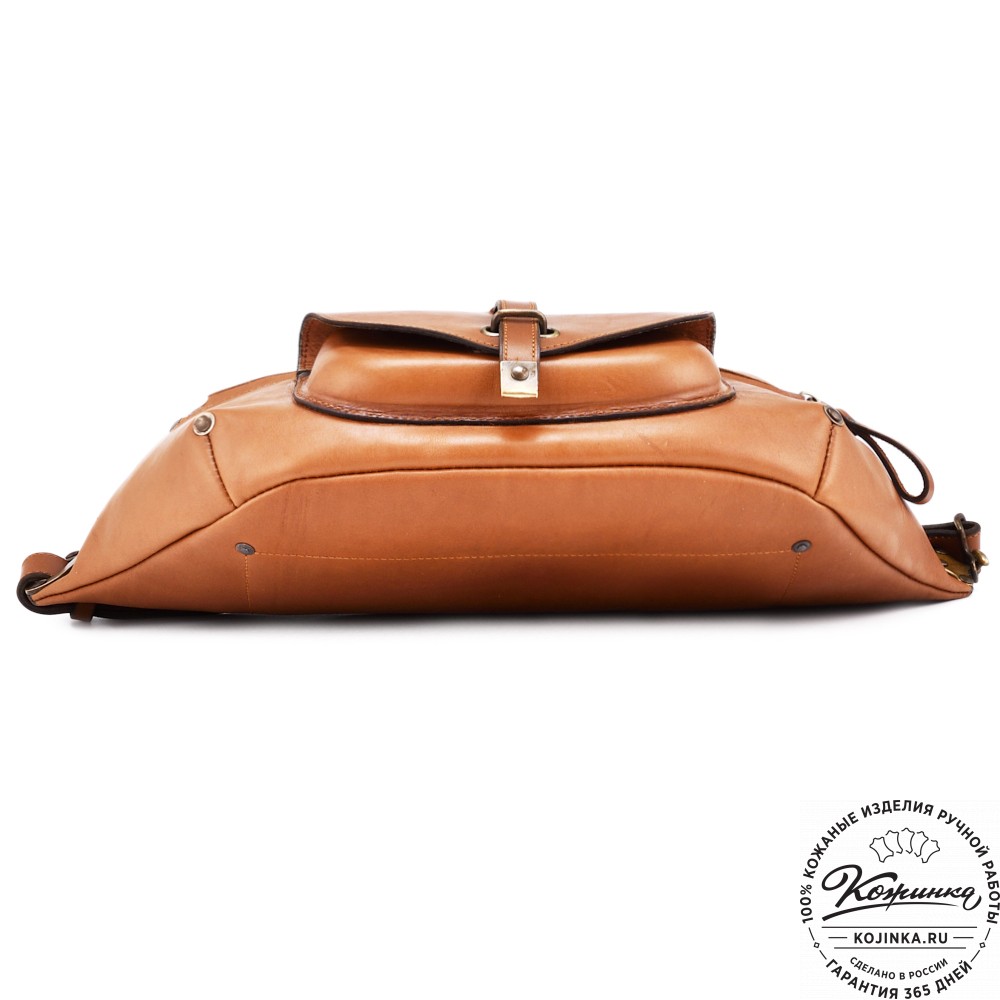 Кожаная нагрудная сумка "Слэш" (коричневая)
