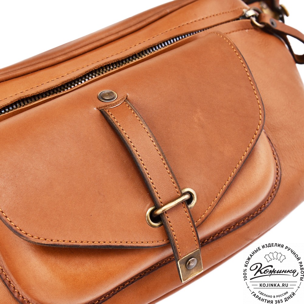 Кожаная нагрудная сумка "Слэш" (коричневая)