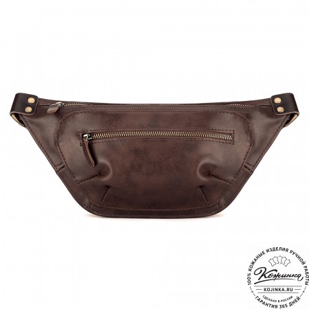 Кожаная сумка на пояс "Рики" (коричневая гладкая кожа)