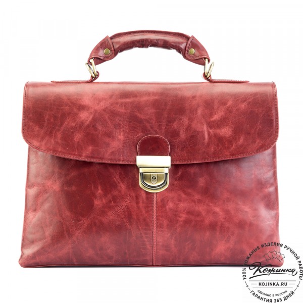 Кожаный портфель "Александрия" (бордо антик). фото 1