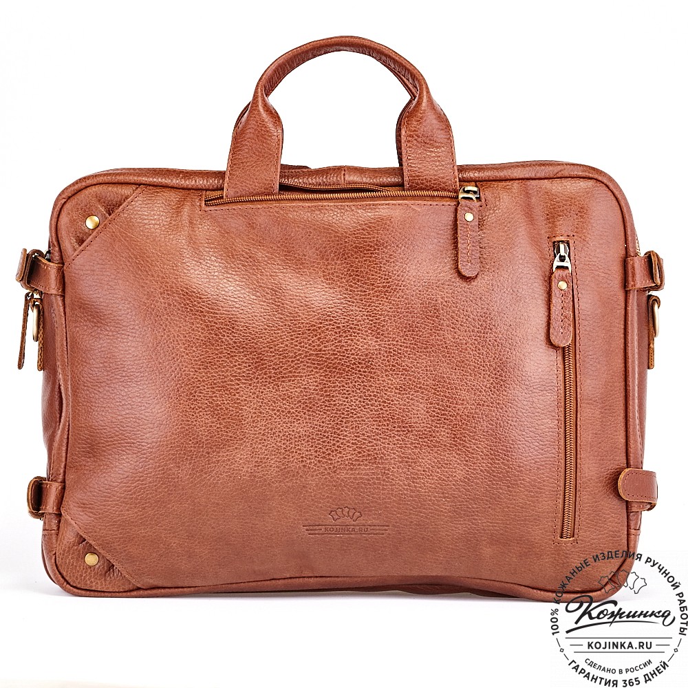 Кожаная сумка-рюкзак "Бигмэн" (светло-коричневая)