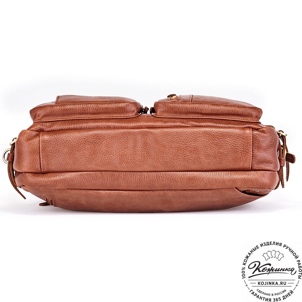 Кожаная сумка-рюкзак "Бигмэн" (светло-коричневая)
