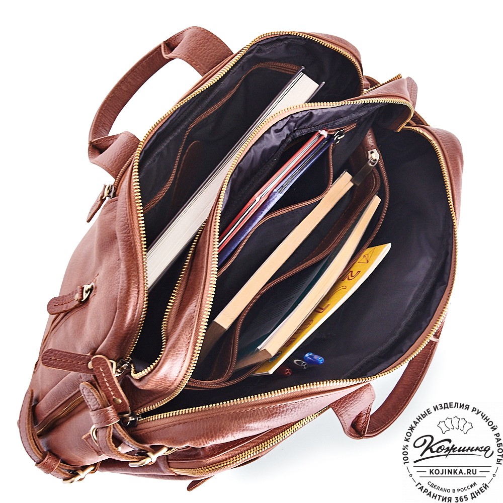 Кожаная сумка-рюкзак "Бигмэн" (светло-коричневая)