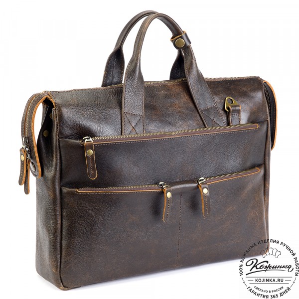 Кожаная деловая сумка "Марк" (коричневый эксклюзив). фото 1