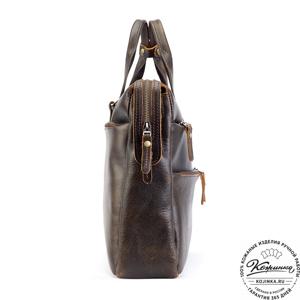 Кожаная деловая сумка "Марк" (коричневый эксклюзив)