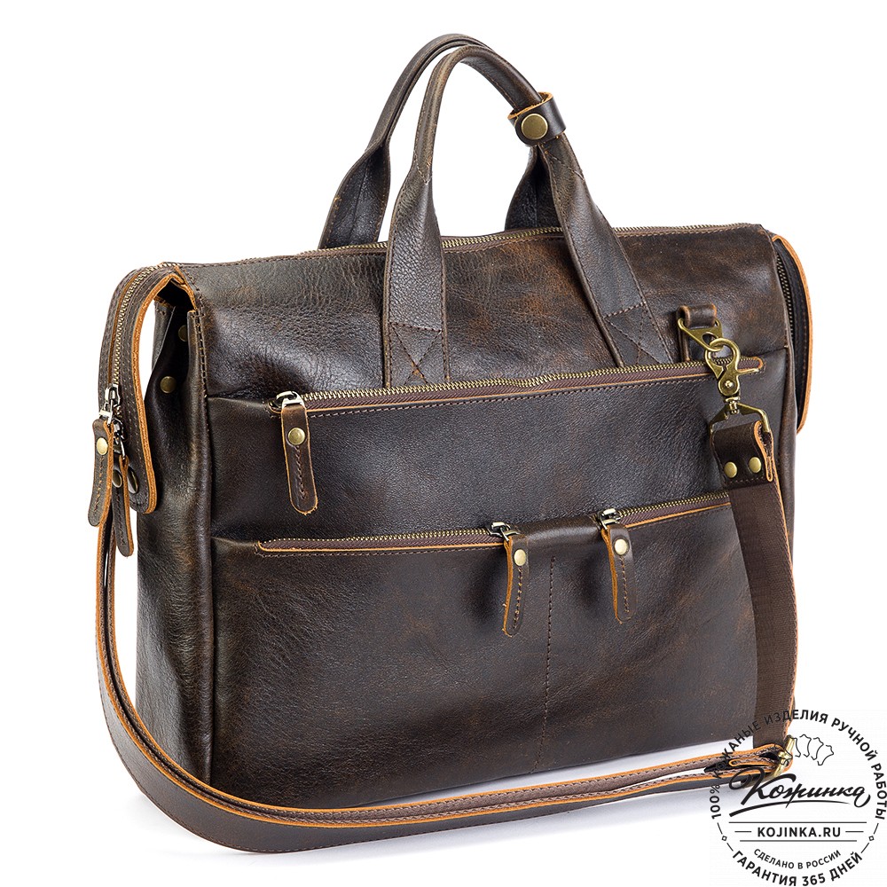 Кожаная деловая сумка "Марк" (коричневый эксклюзив)