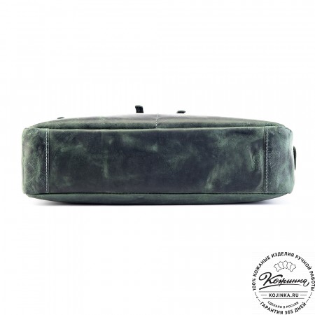 Кожаная деловая сумка "Марк" (изумруд крейзи)