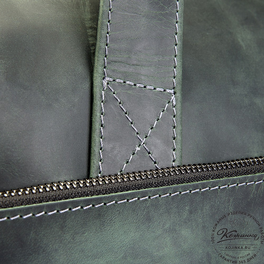 Кожаная деловая сумка "Марк" (изумруд крейзи)