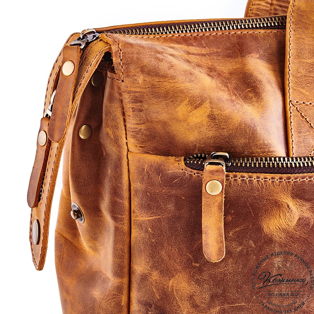 Кожаная деловая сумка "Марк" (рыжий крейзи)