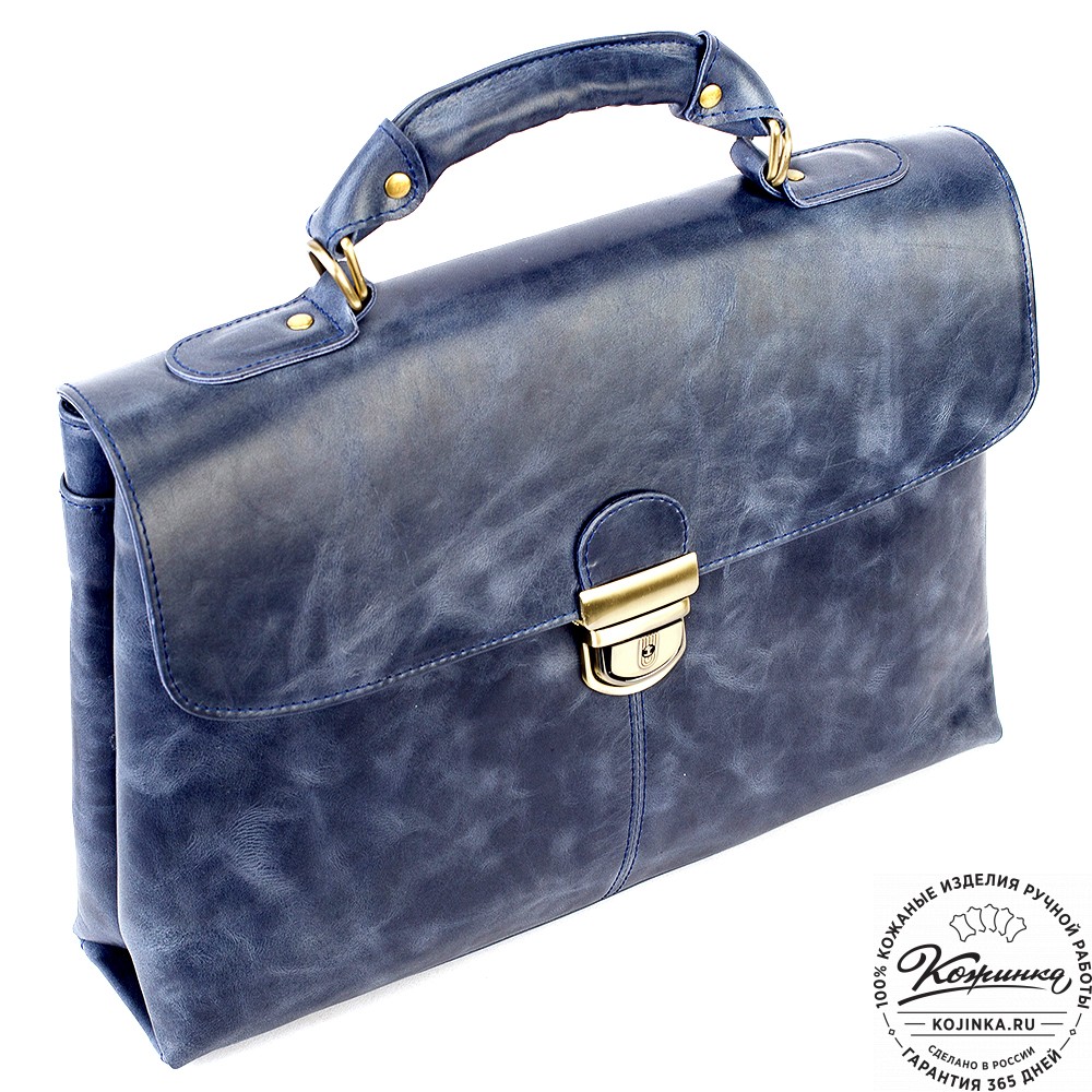 Кожаный портфель "Александрия" (синий антик)